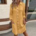 thumbnail image 2 of 2025 Fashion Women's Long Button Down Shirt Dress Loose V-neck Cotton Linen Solid Color Dress Summer Vacation Beach Sundress, 2 of 2