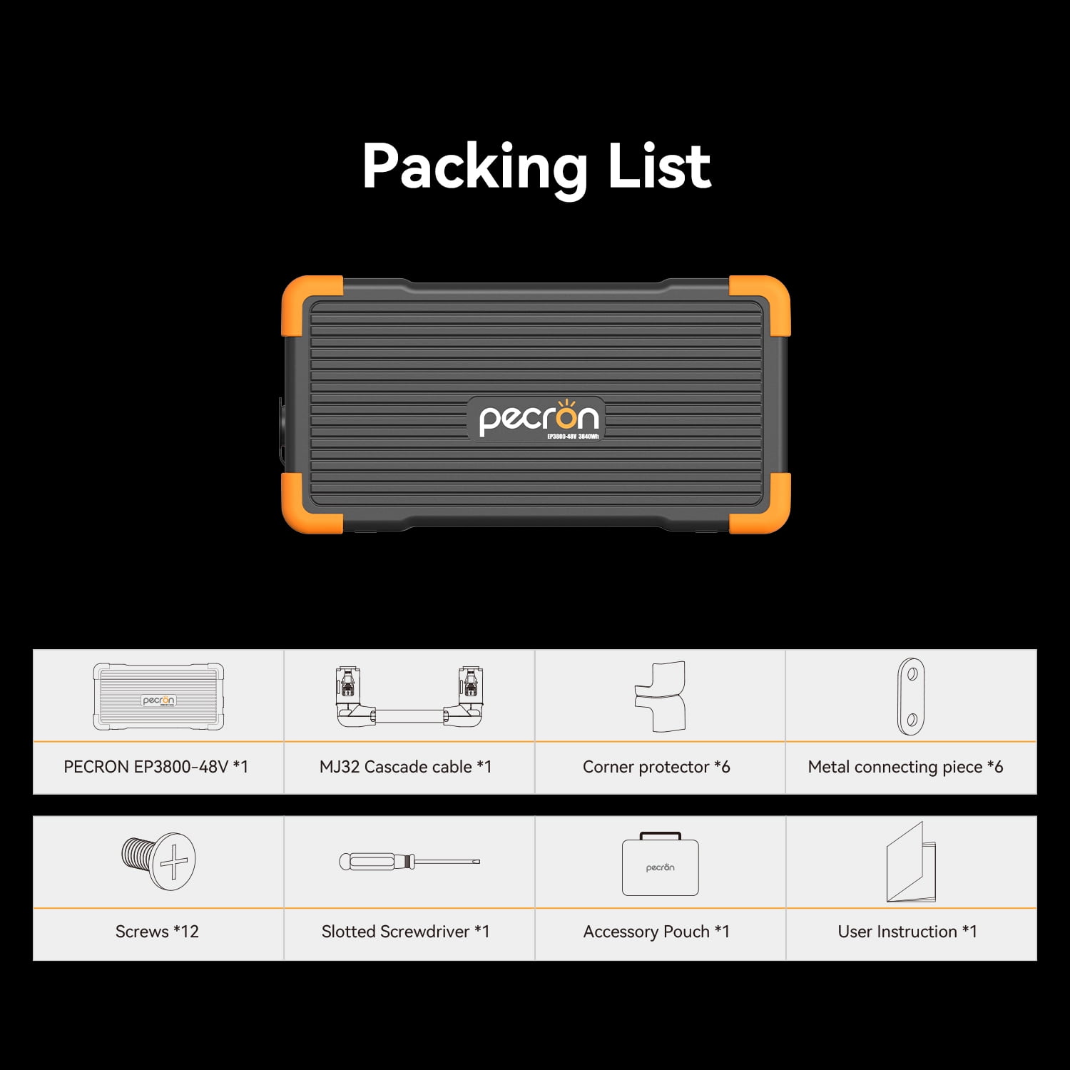 PECRON EP3800-48V 3840Wh Expansion Battery Pack for E3800LFP/E3600LFP/F5000/F3000LFP/E2400LFP/E1500LFP/E1000LFP Portable Power Station, LiFePO4 Backup Battery for Emergency Home Use Outdoor Camping