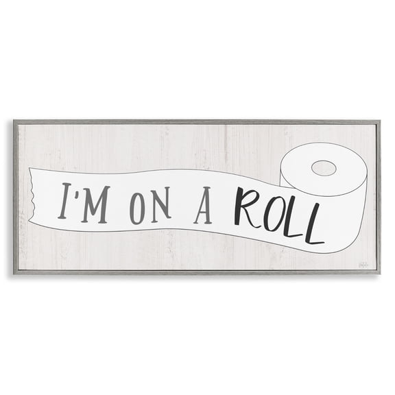 Stupell Industries Rustic Lodge I'm On A Roll Bathroom Gray Framed Giclee Art, 24 x 10, by Natalie Carpentieri