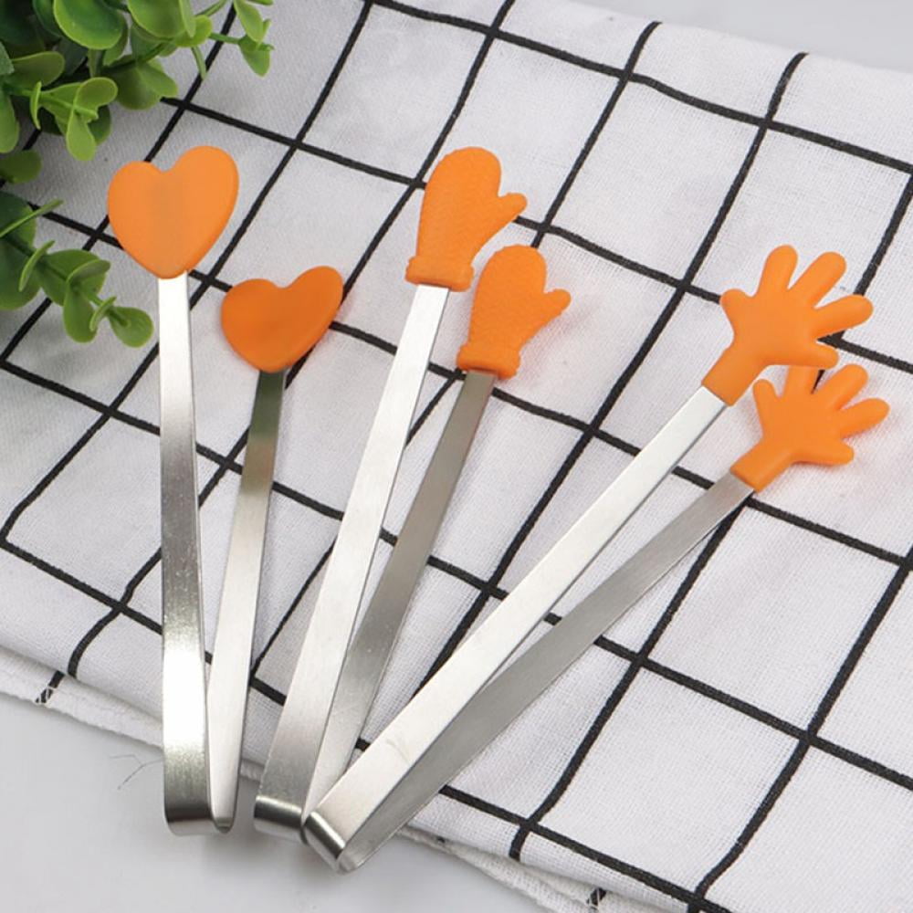 3PCS Silicone Mini Tongs, 5.3 Inch Innovative Hand Shape Food Tongs