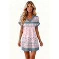 thumbnail image 6 of Women's Floral Print V-Neck Short Sleeve Casual Dress with Pocket, Pullover Summer Dress, Comfortable Loose Fit, Fashionable Ladies Clothing,Light pink,S, 6 of 8