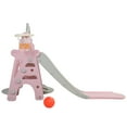 thumbnail image 6 of Toddler Swing and Slide Play Set, 3 In 1 Kid Toddler Outdoor Playset, Kids Play Climber Slide Playset with Basketball Hoop, Toddler Swing Set Outdoor Toys for Indoor Backyard, Pink+Gray, 6 of 11