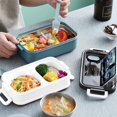 thumbnail image 5 of Lunch Box Set Leakproof Bento Box Breakfast Box 2-Layer with Compartments Portable Food Container Storage Box Stainless Steel with Fork Spoon Chopsticks Soup Bowl, 5 of 5