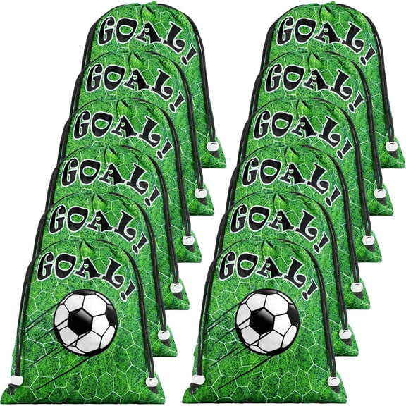 12 Pack Soccer Drawstring Bag,Soccer Party Favors Bags,Soccer Drawstring Backpack Party Bags,Soccer Treat Bags for Sports Soccer Theme Birthday Party(9.84 x 11.2 inch)