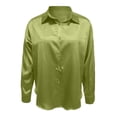 thumbnail image 4 of GEWSEY Satin Silk Button Down Shirts for Women Dress Shirts Long Sleeve Blouses Womens Shirts (Green, M), 4 of 5