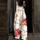 thumbnail image 2 of Gibobby Pantalones cortos Mono informal con estampado floral y tirantes ajustables para mujer(Rojo， XXXL), 2 of 4