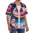 thumbnail image 2 of Fuzoiu Starry Sky Colorful Donut Print Men's Casual Short,Men's Short Sleeve Shirt,Mens Casual Button Down Shirts,Cuban Collar Summer Shirt for Beach, Vacation, and Outdoor Activities-XX-Large, 2 of 5