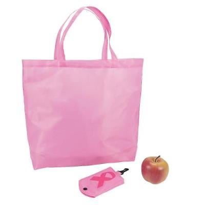 in 13776096 pink ribbon fold away shopping tote bags per dozen ribbon fold