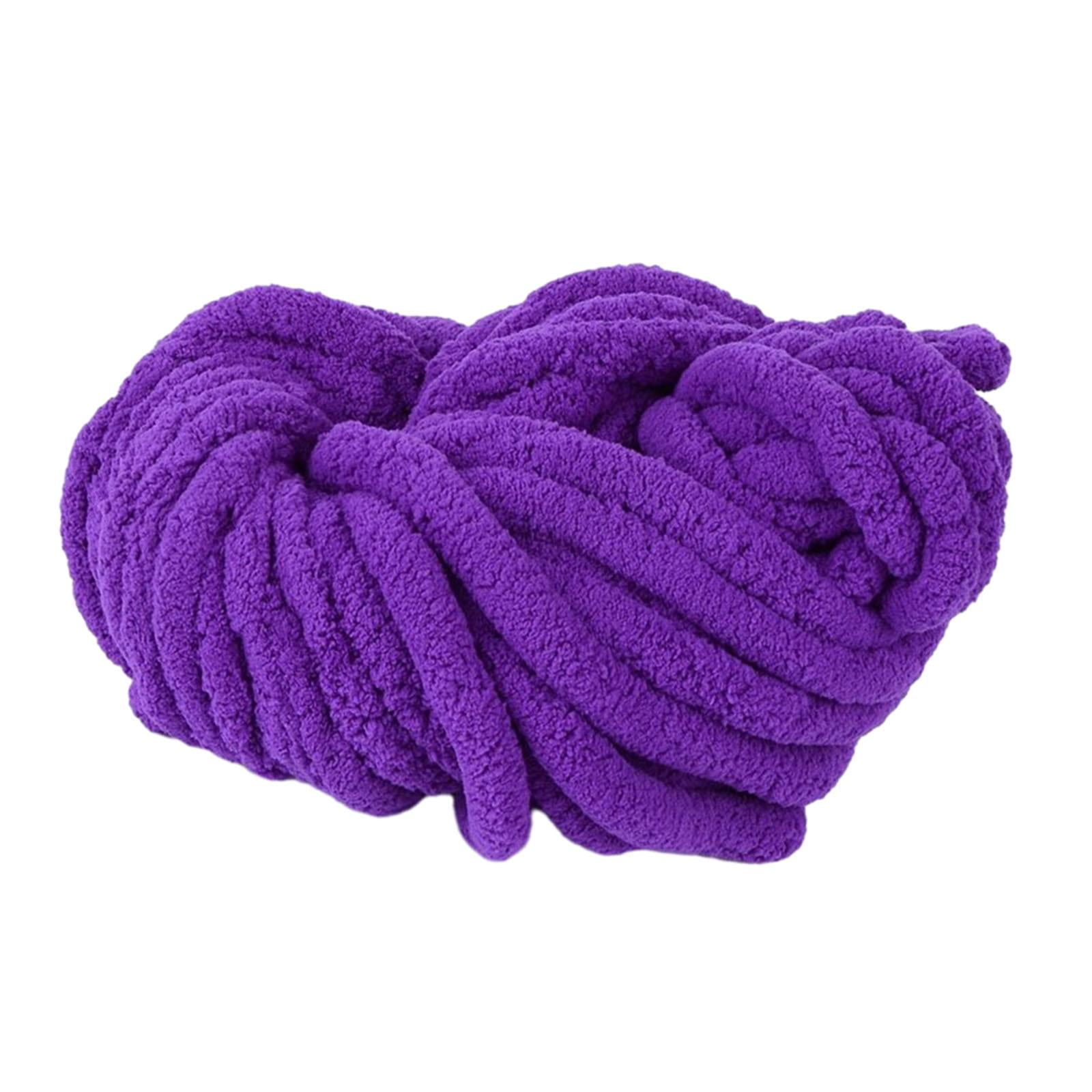 Yunhgft Chunky Chenille Yarn Acrylic Fibers Giant Soft Yarn Jumbo Bulky Yarn for Cushion Violet