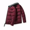 thumbnail image 2 of Lyinloo Winter Coat Down Cotton Jacket Men's Solid Color Short Coat Stand Collar Cotton Jacket Wine XXXXL, 2 of 4