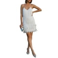 thumbnail image 2 of Cenuakty Women Sling Dress Sleeveless V Neck Tassels Feather Club Party Spring Short Summer Dress, 2 of 4