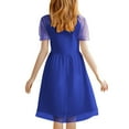 thumbnail image 3 of Juslio Girl Dresses Casual Short Sleeve Tulle Summer Beach A-line Knee Length Blue Sundress, 3 of 7