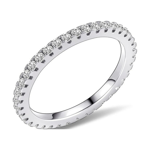 1 Carat 1.5mm Moissanite Wedding Band, Full Eternity 925 Sterling Silver Ring