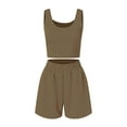 thumbnail image 5 of GZWYHT Sets for Women Lounge Sets for Women Two Outfits Women Summer Shorts Sets 2 Sleeveless Matching Crop Top And High Waisted Shorts 2 Piece Sets for Women Womens Loungewear Set Coffee M, 5 of 9