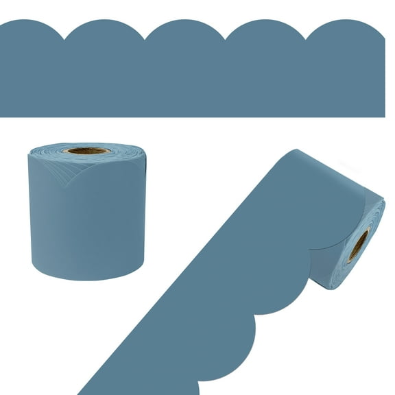 Carson Dellosa 65' Stone Blue Rolled Scalloped Bulletin Board Borders (1 roll)