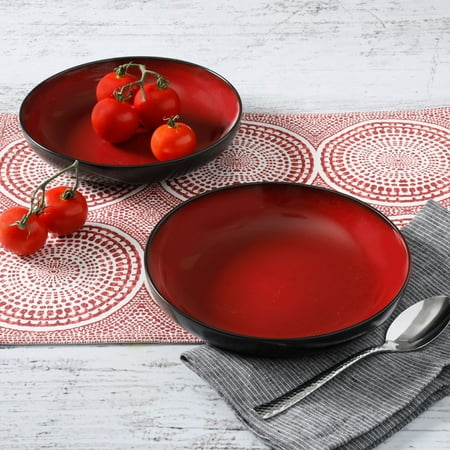 Soho Square Bowl - Gibson Home Soho Lounge Red 8.86-Inch Dinner Bowls, Set of 2