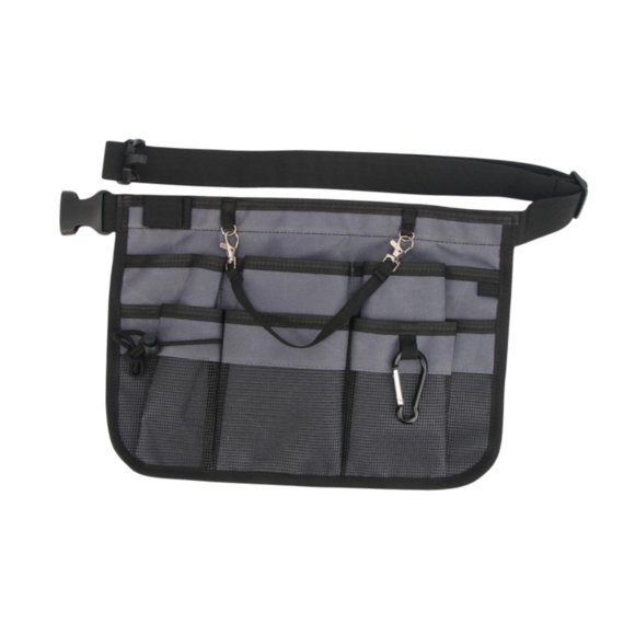 Bolsa de cinturón organizador de enfermería con bolsillo de engranaje de múltiples compartimentos para trabajo de camarero DIY Gris oscuro