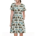 thumbnail image 1 of Balery Transport Train Vestidos sueltos de manga corta para mujer, vestidos de verano 2025, vestidos casuales de corte A con vuelo., 1 of 6