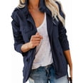 thumbnail image 2 of Women'S Fall Utility Jacket - Stand Collar, Solid Color, Loose Fit, Zipper Closure, and Multiple Pockets Dark Blue 4XL, 2 of 8