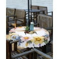 thumbnail image 2 of nqOlkjepod Farmhouse Bee Wreath Outdoor Tablecloth with Umbrella Hole & Zipper, Spring Watercolor Flowers Round Table Cover 54 Inch, Dining Waterproof Table Cloth Protector for Patio/Party/Picnic, 2 of 7