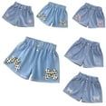 thumbnail image 3 of WOLLED 3-13Y Girl Denim Shorts Pants for Kids Pure Colour Shorts Toddler Fashionable Elastic Denim Shorts Teen Cotton Elastic Jeans Shorts, 3 of 9