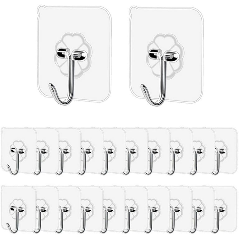 Generic Fotosnow Adhesive Hooks Heavy Duty 15lbs(Max) Transparent Wall Hooks  Reusable Seamless Shower Hooks Stick on Hooks for Hanging