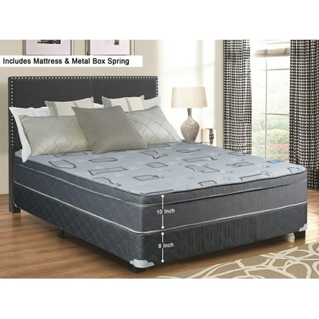 WAYTON, 10? Medium Plush Innerspring Eurotop Mattress and Split Metal Box Spring, No Assembly Required, 75" x 44" (Not Standard Size)