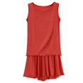 thumbnail image 2 of Endives Plus Size Women's Summer Two-Piece Pajama Set Lightweight Ruffled Sleeveless Tank Top and Shorts Matching Pajamas Set for Women Sleepwear Loungewear Home Clothing Brick Red M, 2 of 2