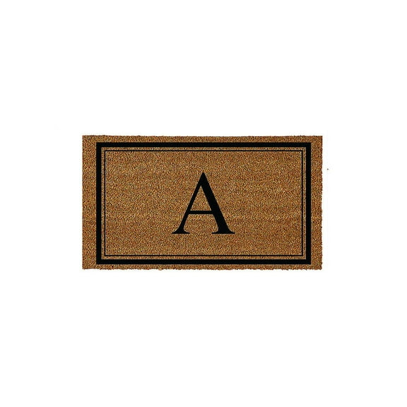 Evergreen Monogram Indoor Outdoor 100% Natural Coir Doormat 28" x 16" |  Letter  "A"