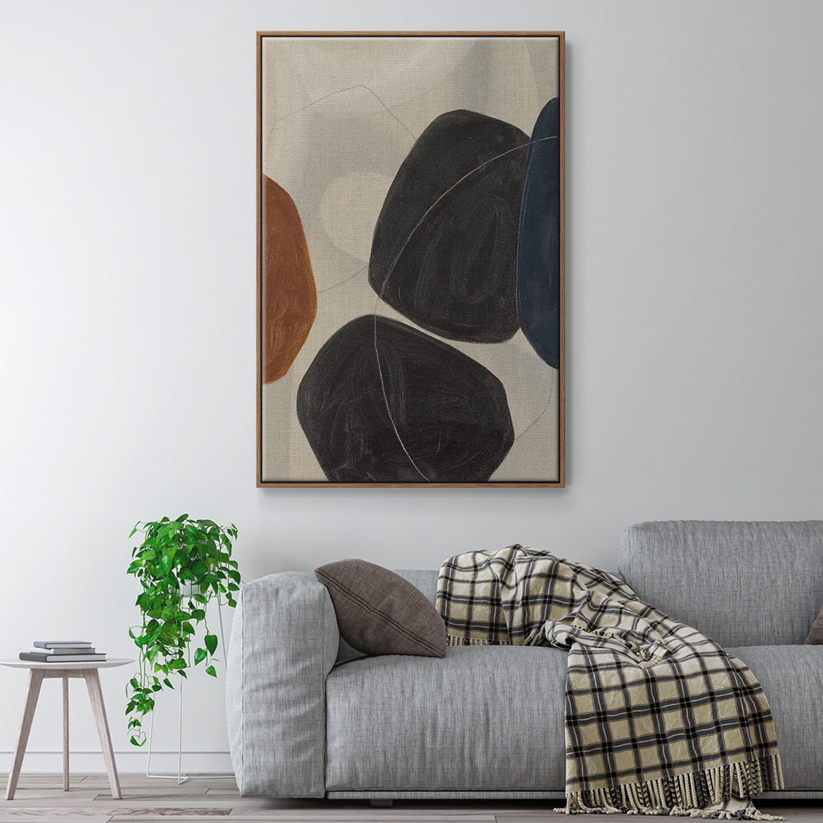 Gravity I Framed Premium Gallery Wrapped Canvas - Ready to Hang - 17 x 25 - Walnut Floating Frame