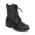 thumbnail image 1 of Bumper DD52 Women Leatherette Ribbed Cap Toe Zip Combat Boot, 1 of 5