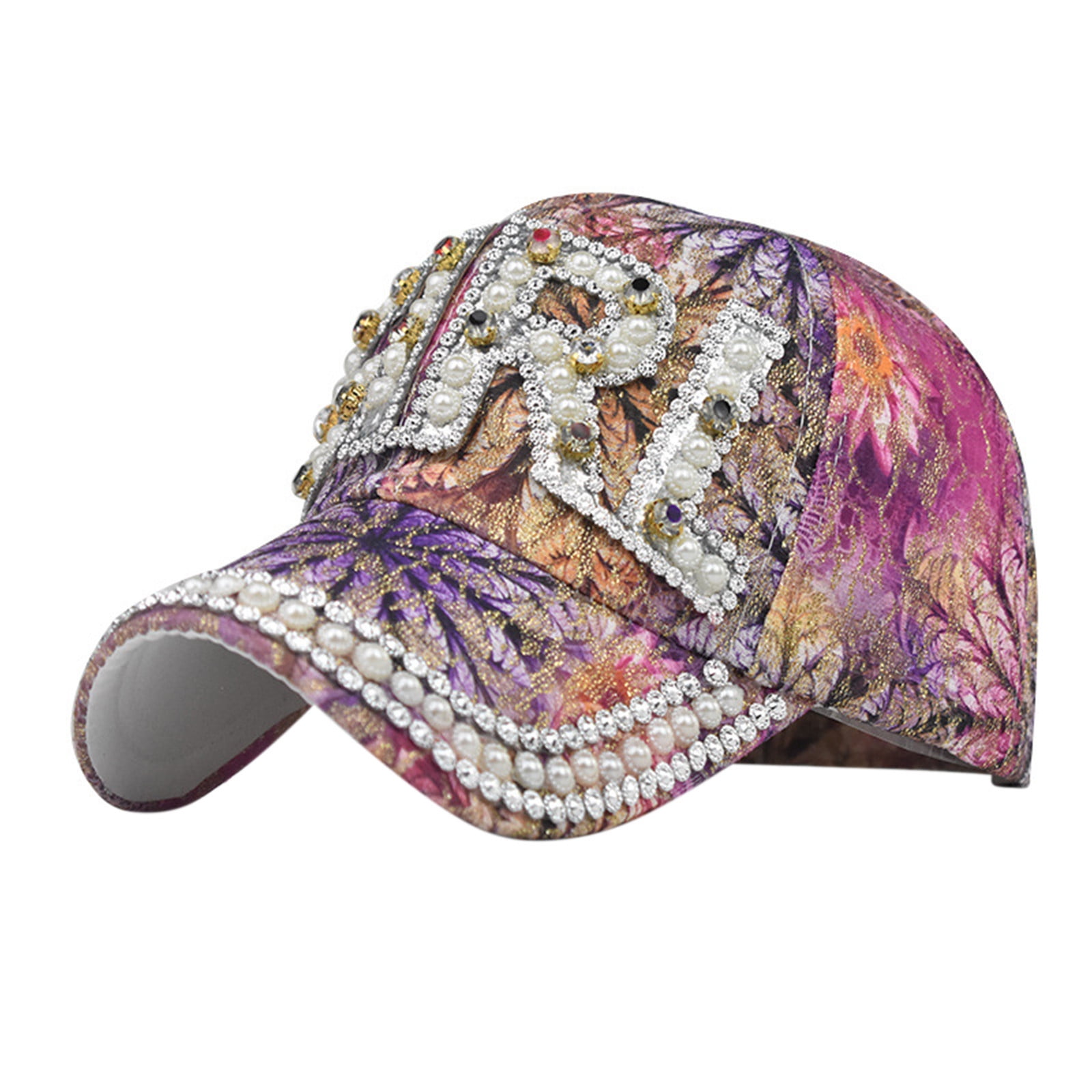 Wefuesd Female Summer Casual Flash Drill Floral Print Baseball Caps  Adjustable Hat Visors Star, Baseball Cap, Hats For Women 