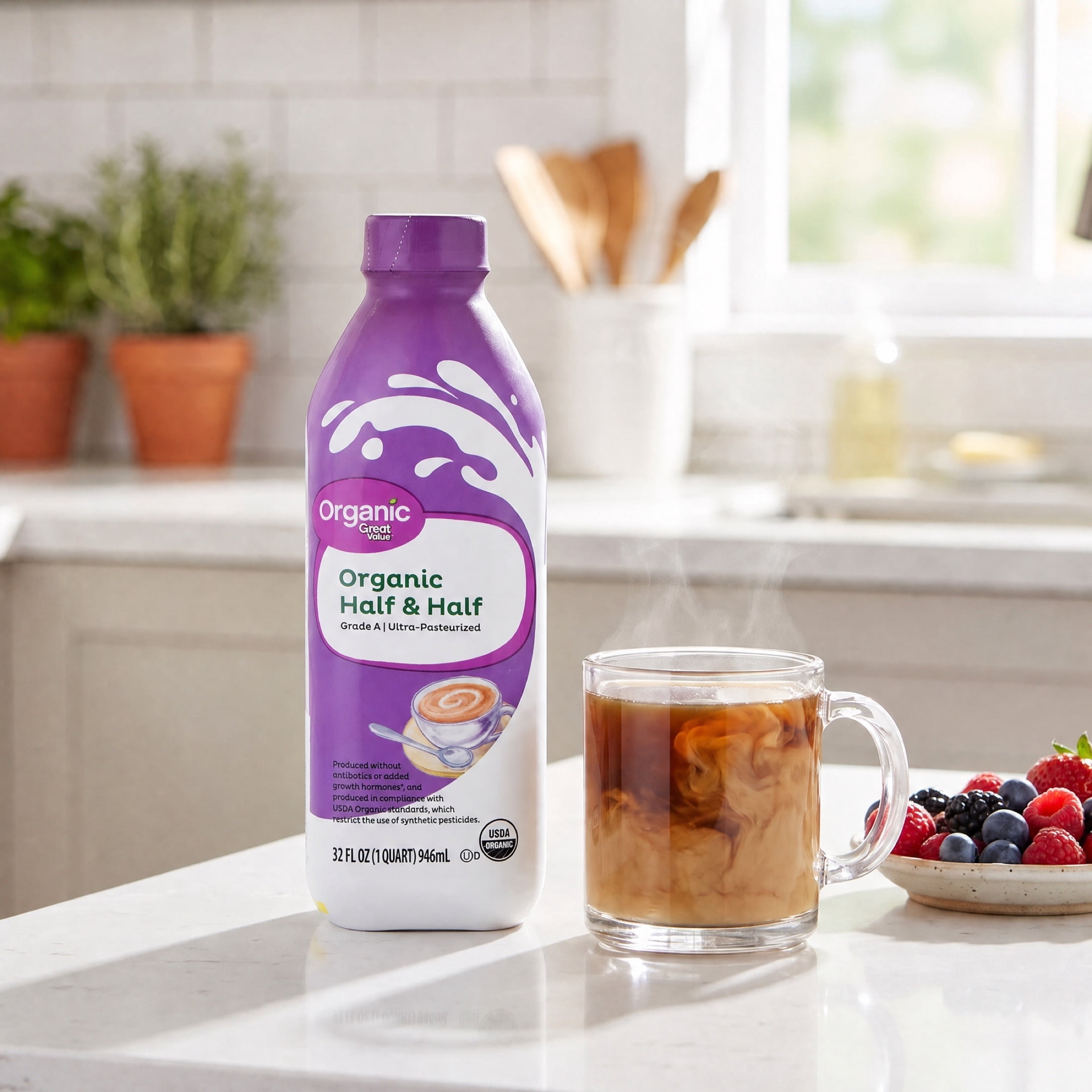 Great Value Organic Half and Half, 32 fl oz