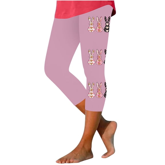 Hueook Easter Leggings Yoga Pants Women's Fashion Printed Leggings with Yoga Sport Elastic Pants Pink 3X