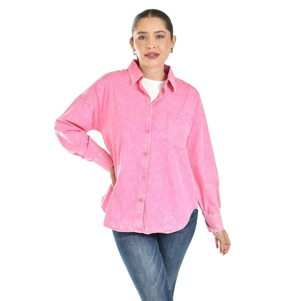 Blusa oversize diseño deslavado Roman Fashion/Juvenil, 11427 (Rosa) rosa G