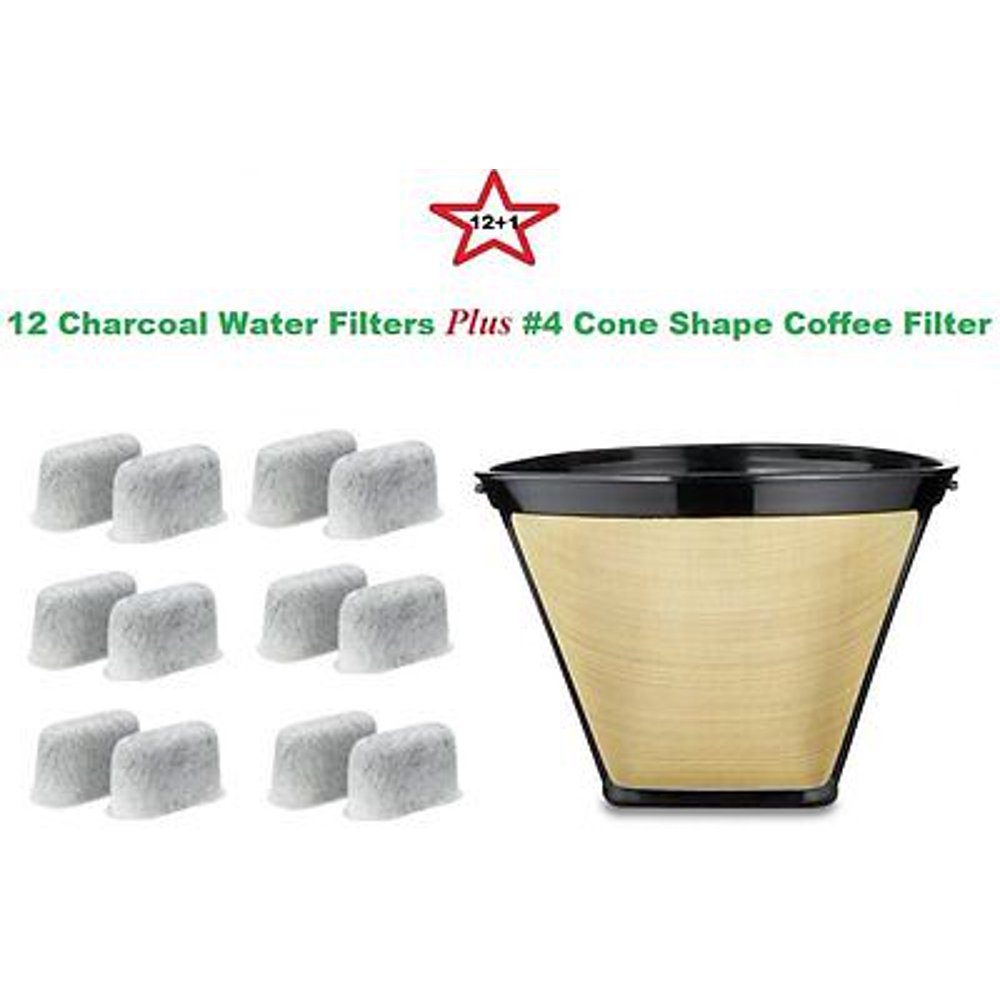 4 Permanent Coffee Filter & 12 Water Filters for Cuisinart