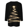 thumbnail image 5 of 3/4 Sleeve Tees for Women Xmas Novelty Clothing Merry Christmas Pullover Printed Tops Christmas Tree Clothes Reindeer Shirts Shining Stars Outfits Vintage Pullovers, 5 of 5