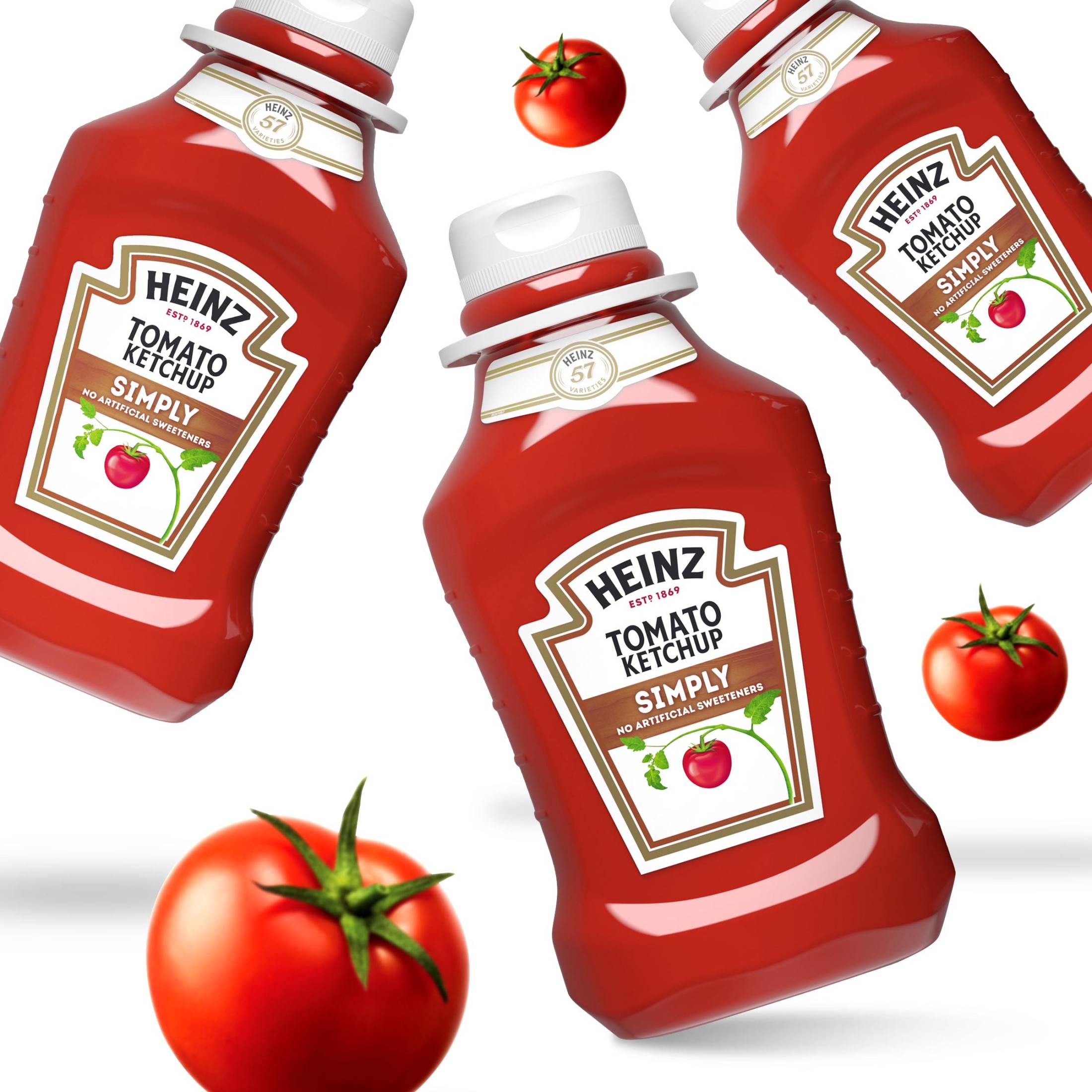 Heinz Simply Tomato Ketchup, 3 Bottles, for Easy Sharing and Easy Serving, No Artificial Sweeteners, 44 oz