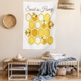 thumbnail image 2 of Honey Bee Tapestry, Geometric Interpretation of a Honeycomb and Flies, Wall Hanging for Bedroom Living Room Dorm Decor, 60W X 80L Inches, Earth Yellow Mustard Dark Rosewood White, by Ambesonne, 2 of 5