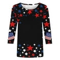 thumbnail image 4 of American Flag Shirts Women Red White and Blue Shirts Women American Flag T Shirt Womens Fourth of July Tops Womens Patriotic Tee Casual Crewneck 3/4 Sleeve Loose T Shirt Ladies Blouses Shirts, 4 of 5