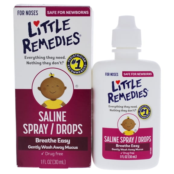 Little Remedies Saline Spray and Drops, Safe for Newborns, Gently Wash Away Mucus from Cold, 1 fl oz
