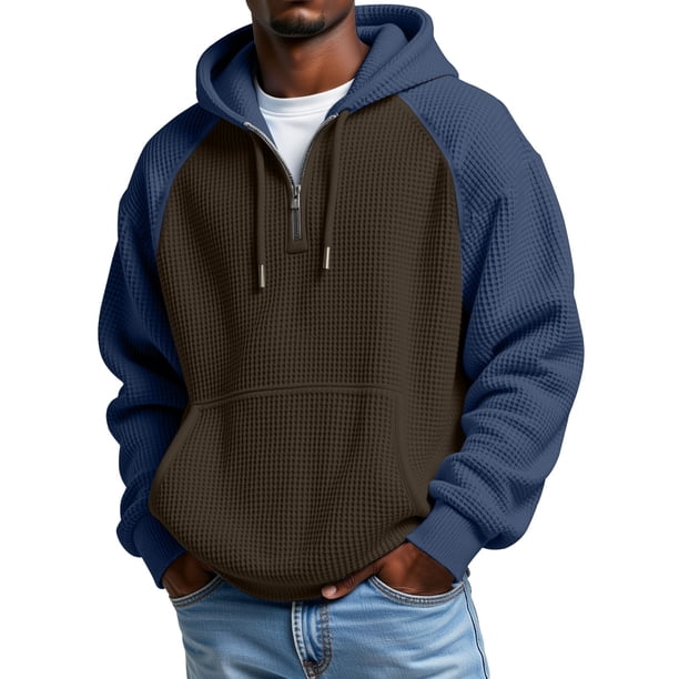 Migroa Mens Half Zip Hoodie Long Sleeve, Men's Half Zip Hoodie