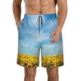 thumbnail image 2 of Uemuo Blooming Sunflower Field Pattern Men's Swim Trunks Hawaiian Beach Bathing Suit Swimsuits Beach Quick-Dry Shorts with Pockets-Large, 2 of 9