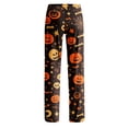 thumbnail image 5 of Womens Halloween Pajamas Funny Pumpkin Print Wide Leg Pajama For Women Halloween Elastic Waist Comfy Lounge Pants, 5 of 9