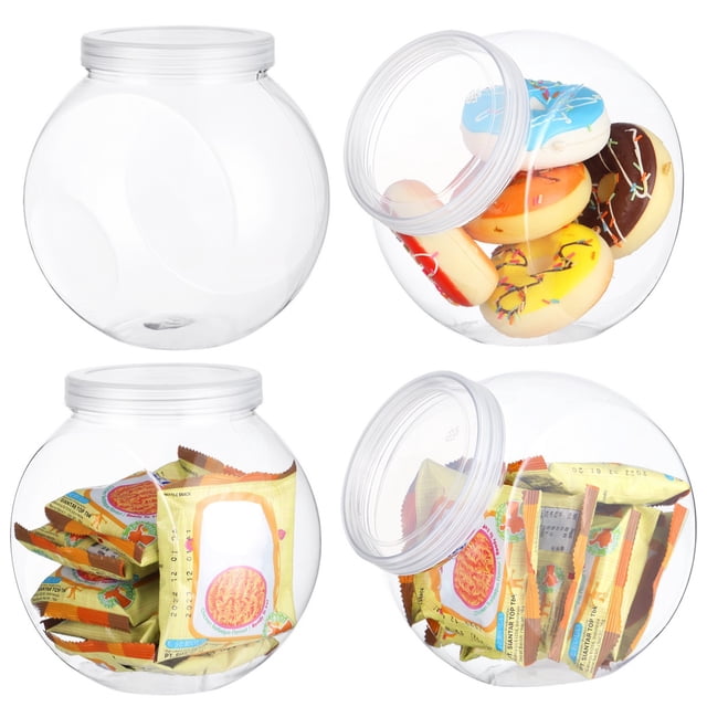 4 tarros de plástico para dulces, tarros de galletas de plástico con tapas, contenedor de almacenamiento de alimentos de 71 oz, tarro de plástico de boca ancha, contenedor de galletas reutilizable, or
