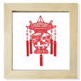 thumbnail image 1 of Farol chino rojo patron de corte de papel Pantalla de escritorio de pared de fotograma cuadrado, 1 of 4
