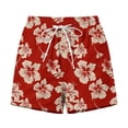 thumbnail image 6 of PWPSG Womens Elastic Waist Tropical Floral Shorts, Drawstring Waistband with Loose Fit, Bright Print for Vacation Daily Wear Red L, 6 of 6