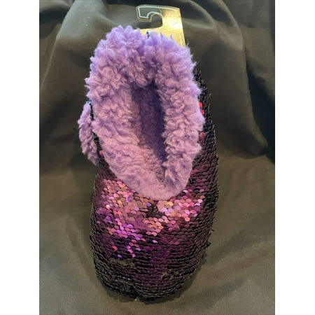

Snoozies kids bling slippers Small Sz 13-1 Changeable Purple/Black