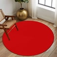 thumbnail image 3 of Christmas Red Round Rugs 6ft, Farmhouse Solid Red Color Modern Art Non Slip Washable Rug Runner, Low Pile Indoor Floor Carpet Mat Bathroom Rugs for Living Room, Bedroom, Kids Room, 3 of 9