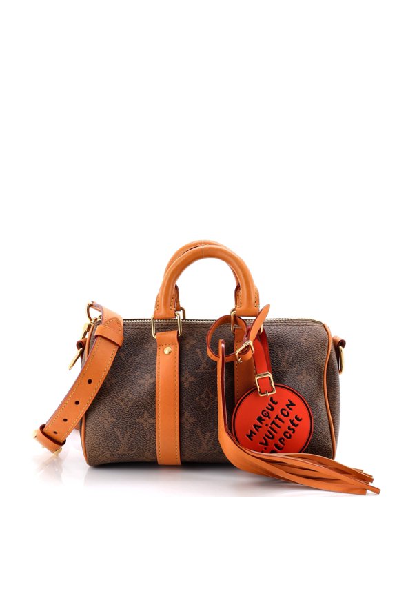 Pre-Owned Keepall Bandouliere Bag Monogram Dust Leather 25 By Rebag